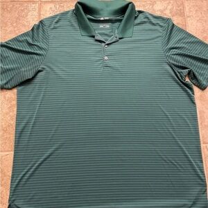adidas Green Polo Shirt with Classic Collar and Striped Design